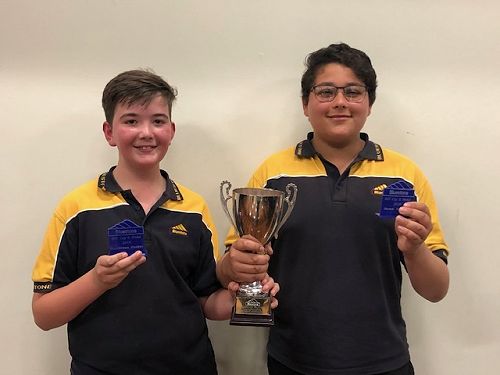 Maddison Parker and Ibram Abousif - winners of the Board of Trustees Cup and Medal for outstanding academic achievement