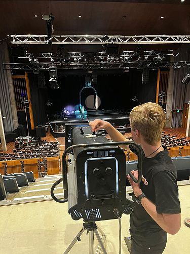 Behind the Scenes: Follow Spot Workshop on the set of That Bloody Woman at the Court Theatre.
