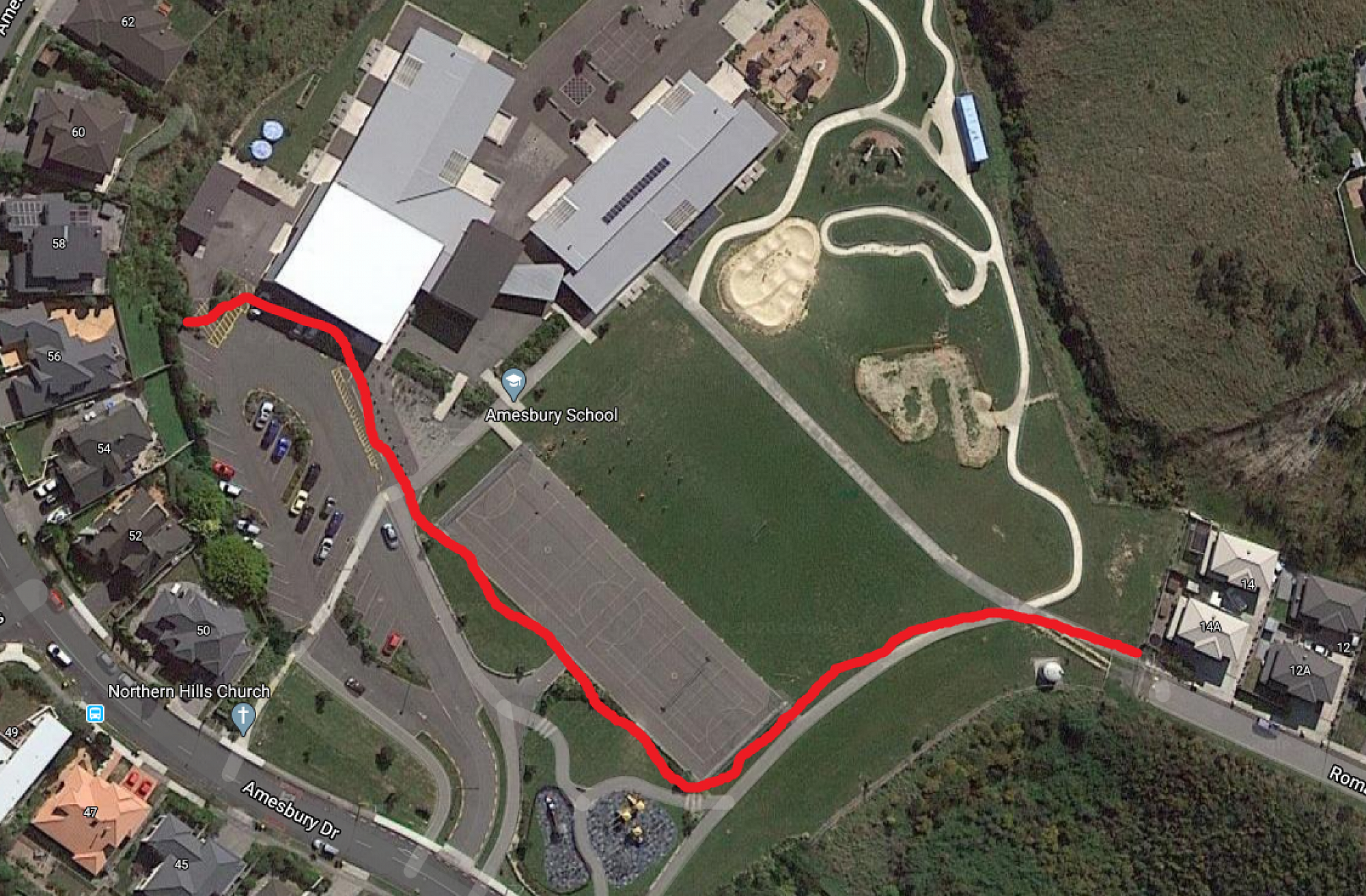 Amesbury School Level 2 boundary. 