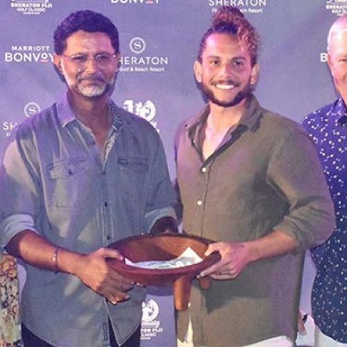 From left: Director sales Regina Wilson, Marriott International Multi Properties vice-president Neeraj Chadha, winner Luke Toomey and Pacific Golf Management’s Richard Ellis during the awards ceremony on June 11, 2022.