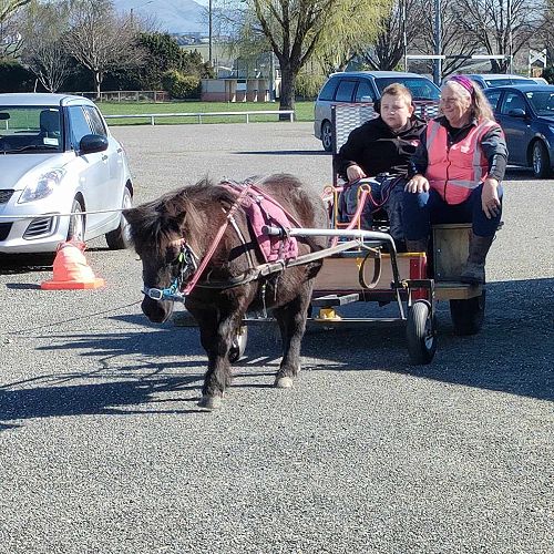 Mckye Storer and Carol Dawson with Lilly.