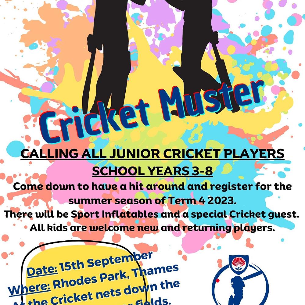 Junior Cricket Muster — Pārāwai Pānui 14 September 2023 (Week 9, Term 3)