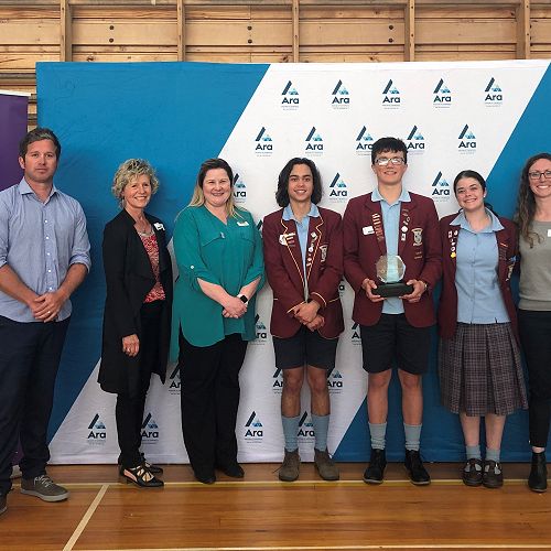 Winners of the South Canterbury Regional champions for The Lion Foundation Young Enterprise Scheme 