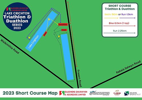 Lake Crichton Triathlon & Duathlon Short Course Map 2023