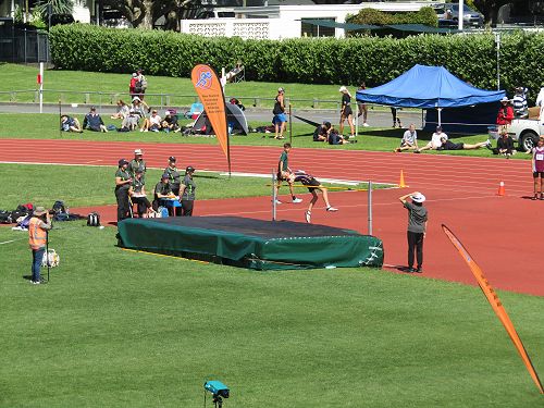 Rhys Stevens competing in the high jump at the NZSS Track & Field Championships in Tauranga December 2020