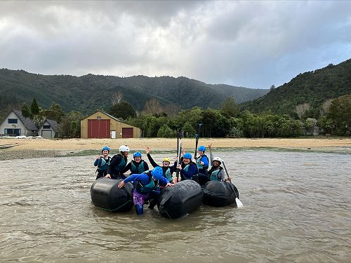 We made a raft! Fun activity for day one - making and floating a raft...