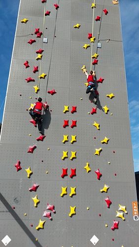 The Speed climb at the NZSS Nationals. From left, Levon Ladewig and Sam Basel