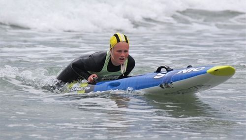 In action during a Board Race