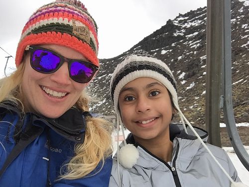 Lesley and Harleen on the ski lift