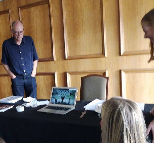 Roger Hall sharing his knowledge during Saturday’s
playwriting workshop

