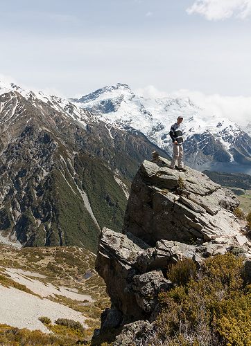 Tom Shallard enjoys the view after racing up the slope to the saddle. 