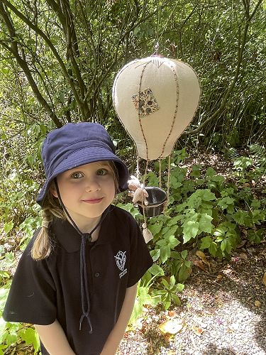 Pheobe with a hand made hot air balloon