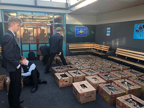 Organising the cans at school