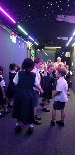 Year 2/3 class enjoying a dance party