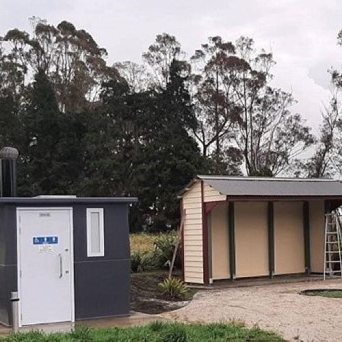 Installation underway for one of the shelters
