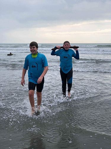 Maurice and Jaden at Sumner beach