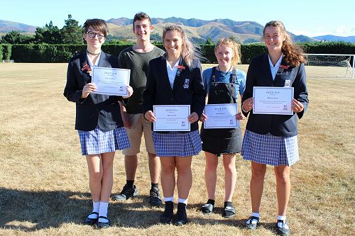 Year 12 recipients - Kitty ten Hove, Theodore Krause,  Ellie Tizzard,  Sarah Buxton,  Rebecca Jones