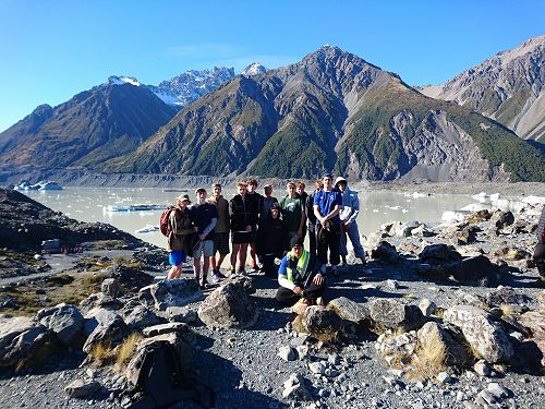 All the boys togethar. Not a bad looking day for Glacial calving on Lake Tasman