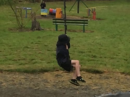 Ollie on the very popular rope swing.