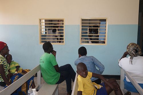 In the waiting room.