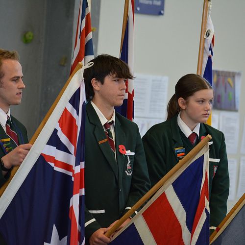 Jack, Jordy and Ruby as flag bearers at the ANZAC service.